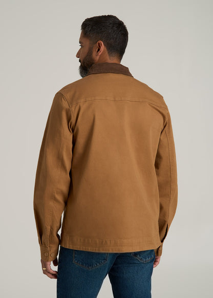 LJ&S Twill Shop Jacket for Tall Men in Dusty Brown
