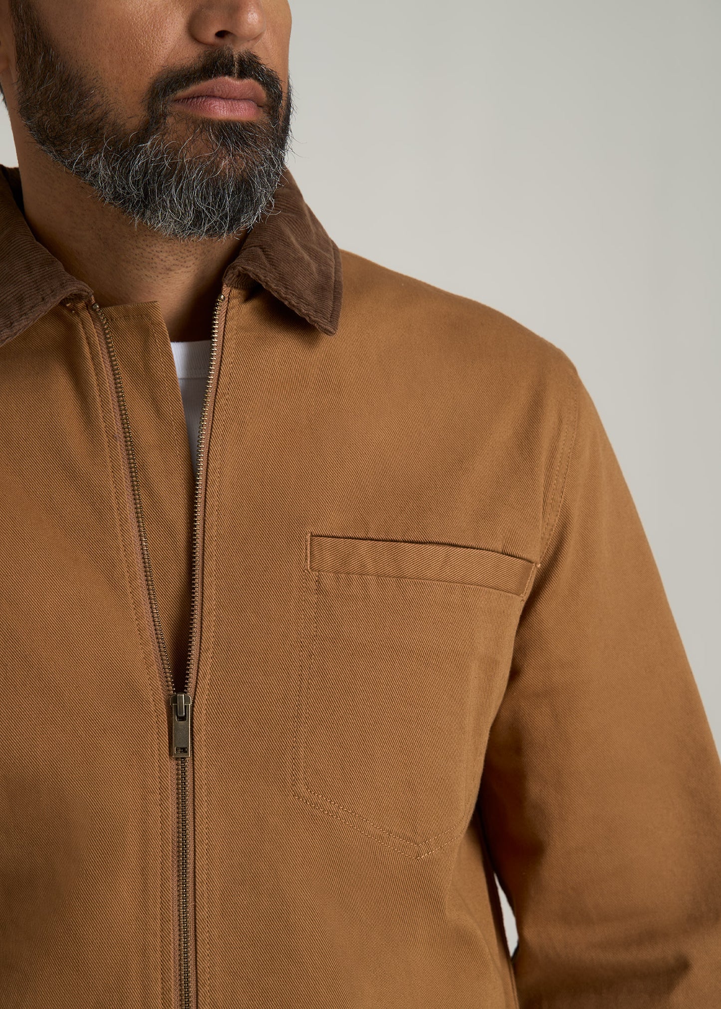 LJ&S Twill Shop Jacket for Tall Men in Dusty Brown