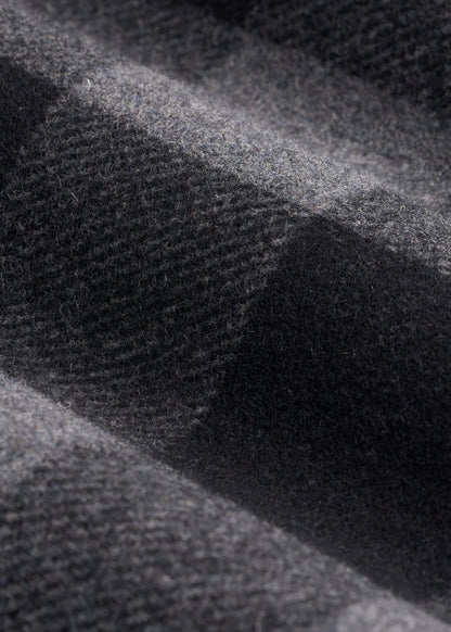 LJ&S Wool Blend Shirt Jacket for Tall Men in Black and Grey Check