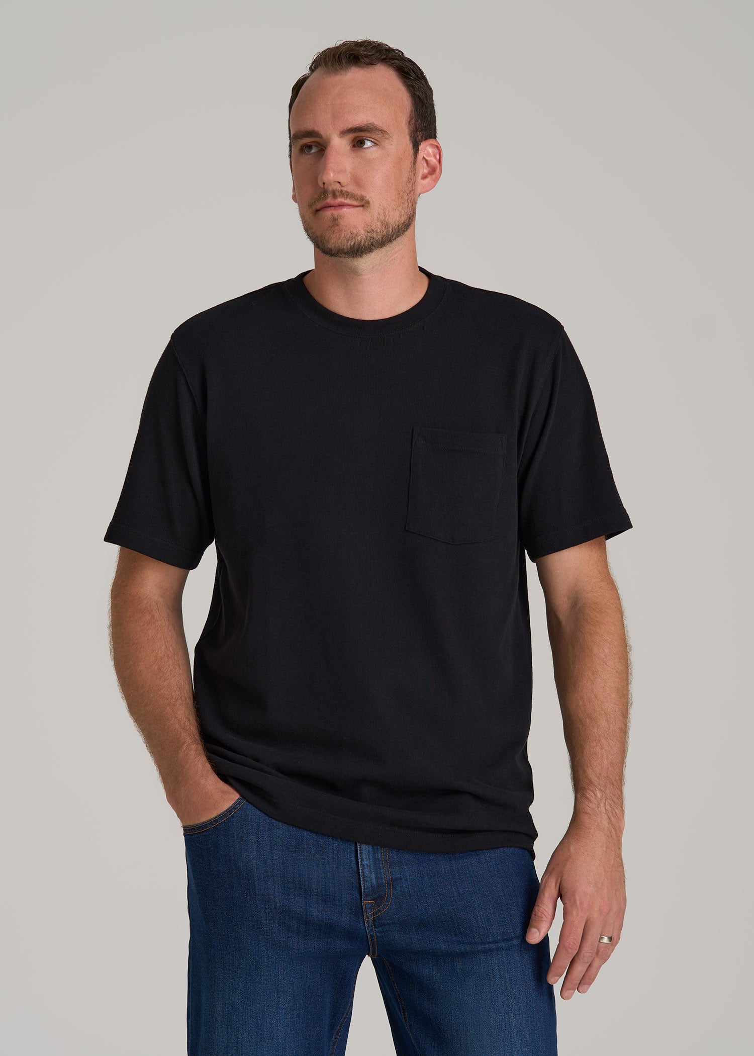 LJ&S Workwear Pocket T-Shirt for Tall Men in Black