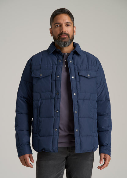 LJ&S Puffer Shirt Jacket for Tall Men in Marine Blue