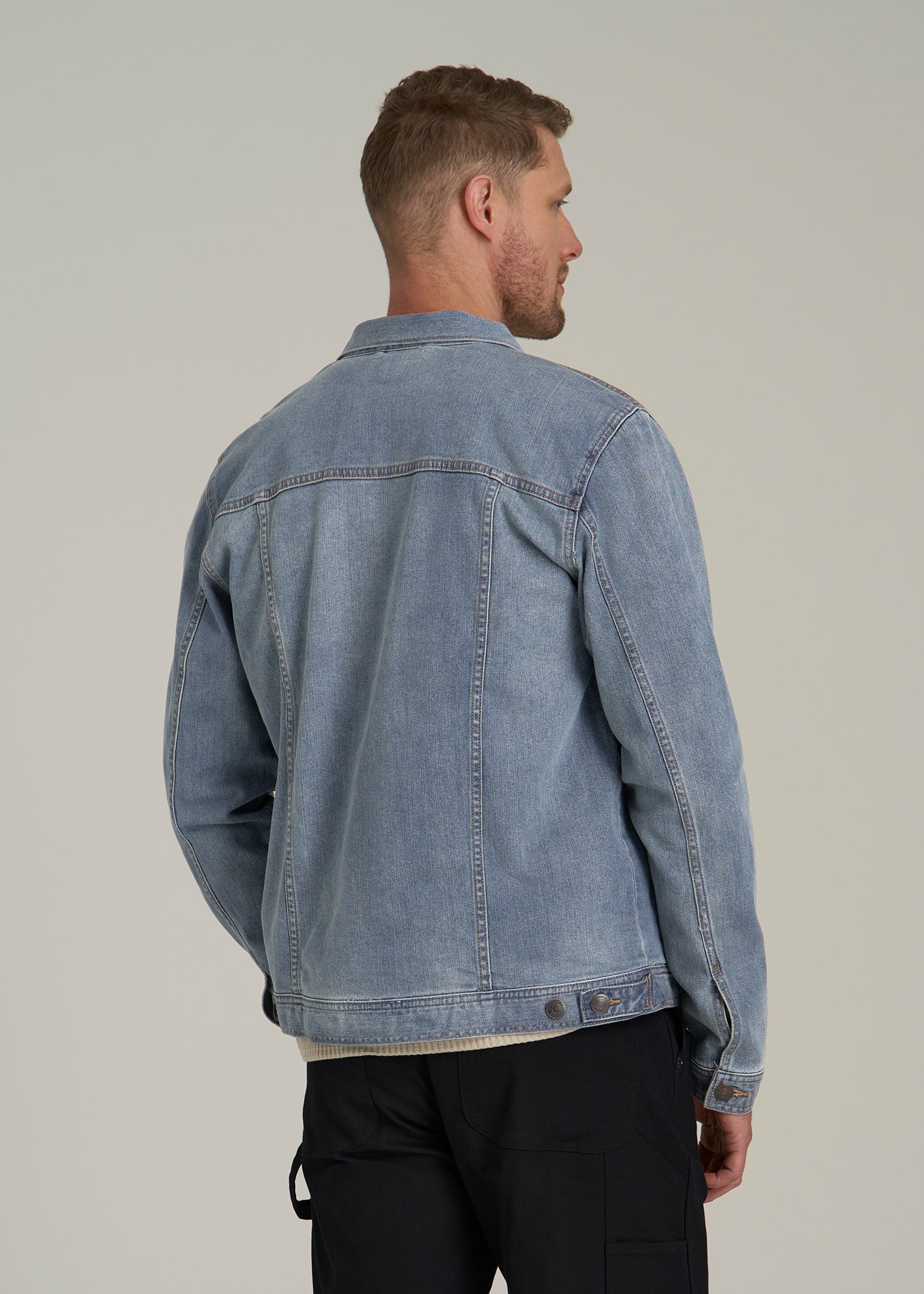 LJ&S Denim Jacket for Tall Men in Medium Blue