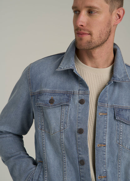 LJ&S Denim Jacket for Tall Men in Medium Blue