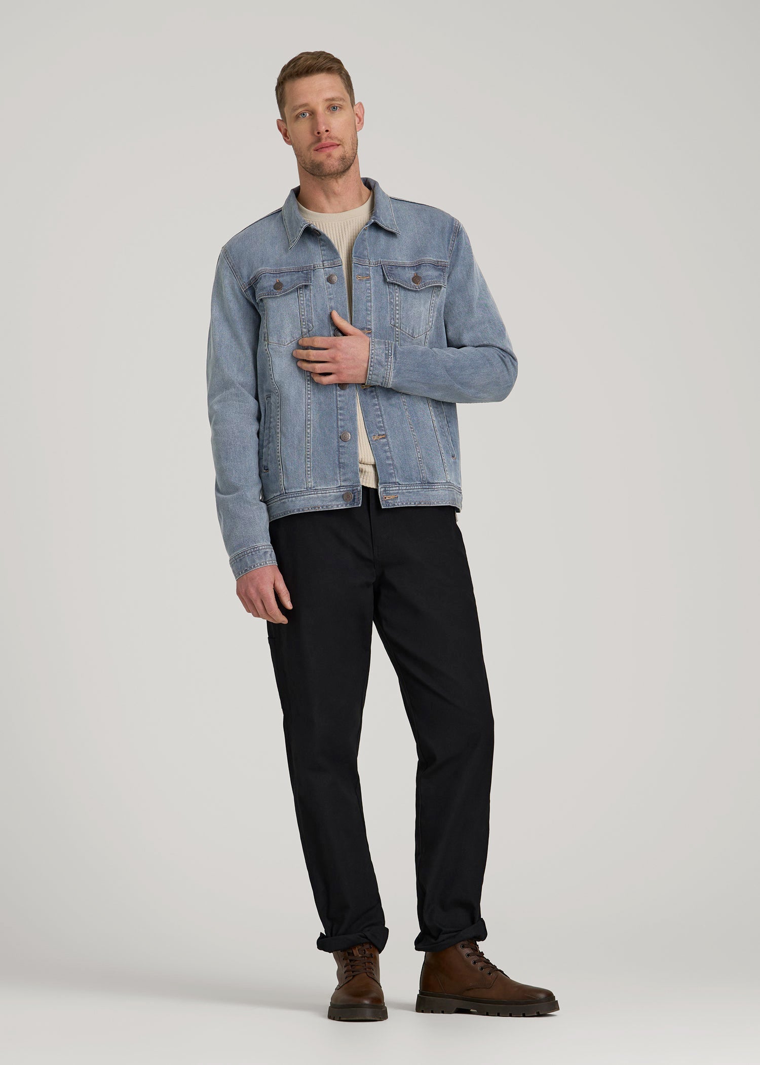 LJ&S Denim Jacket for Tall Men in Medium Blue – American Tall