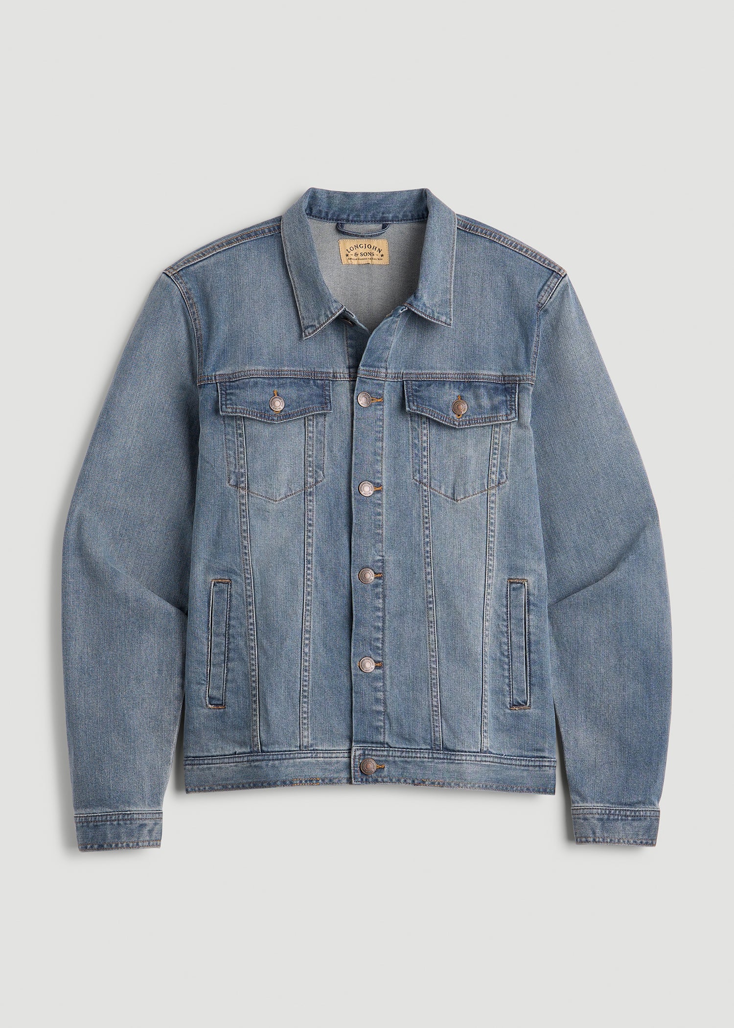 LJ&S Denim Jacket for Tall Men in Medium Blue