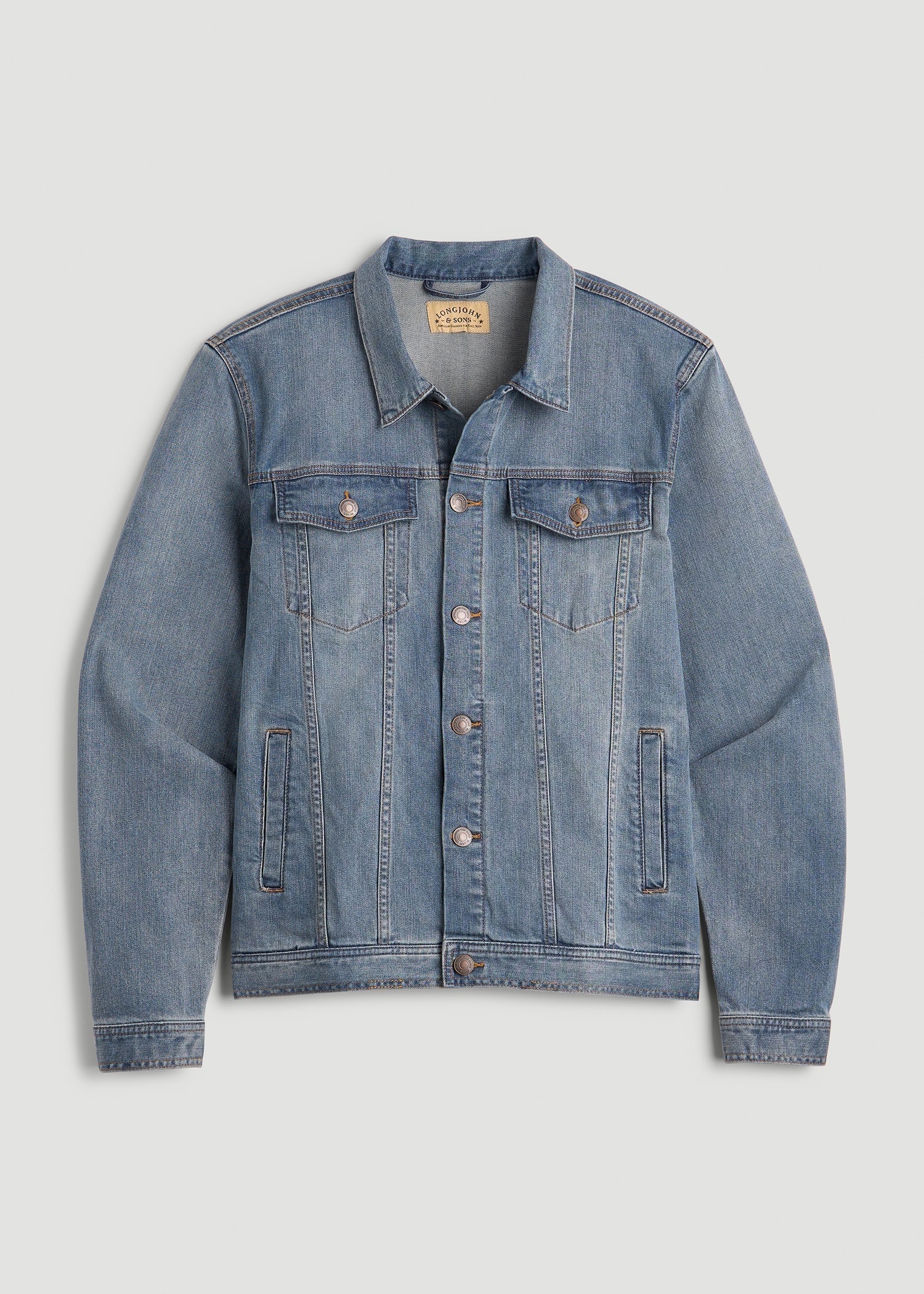 LJ&S Denim Jacket for Tall Men in Medium Blue – American Tall