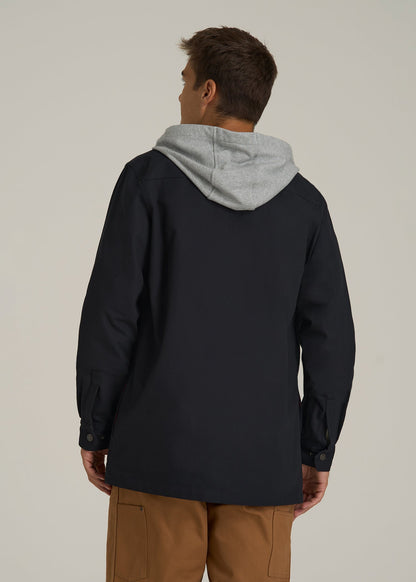 LJ&S Flannel-Lined Canvas Shirt Jacket for Tall Men in Black