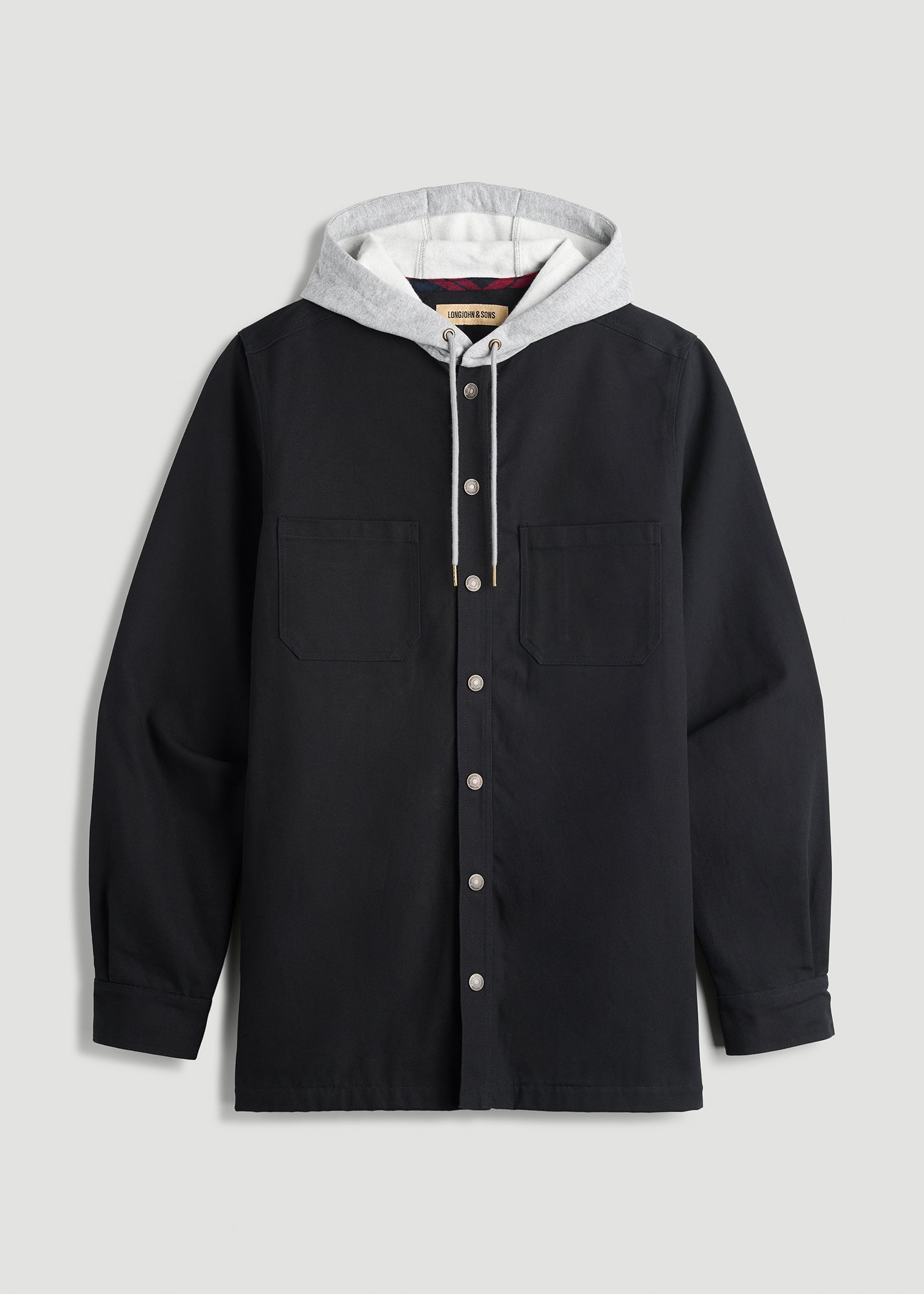 LJ&S Flannel-Lined Canvas Shirt Jacket for Tall Men in Black