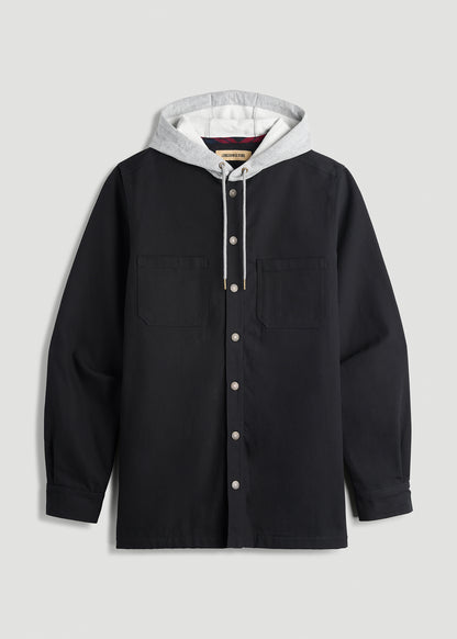 LJ&S Flannel-Lined Canvas Shirt Jacket for Tall Men in Black