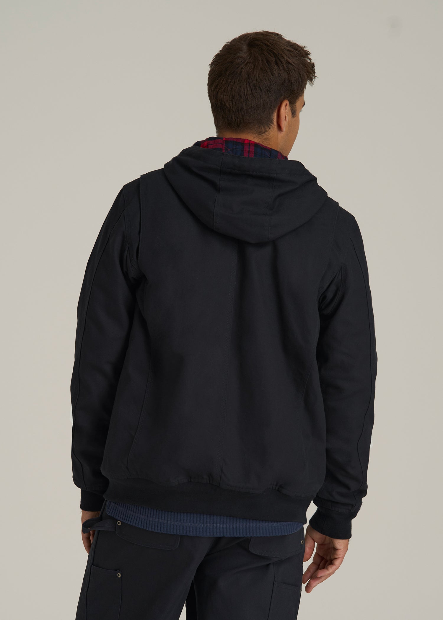 LJ&S Flannel-Lined Canvas Work Jacket for Tall Men in Black