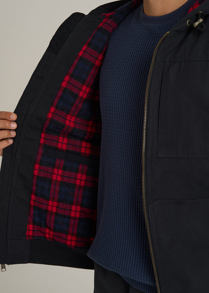 LJ&S Flannel-Lined Canvas Work Jacket for Tall Men in Black