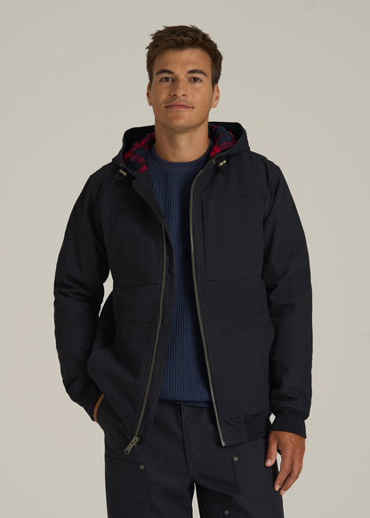 LJ&S Flannel-Lined Canvas Work Jacket for Tall Men in Black
