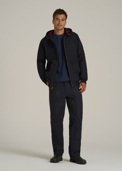 LJ&S Flannel-Lined Canvas Work Jacket for Tall Men in Black