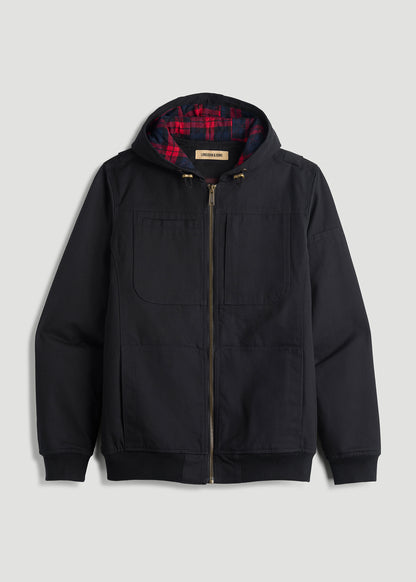 LJ&S Flannel-Lined Canvas Work Jacket for Tall Men in Black