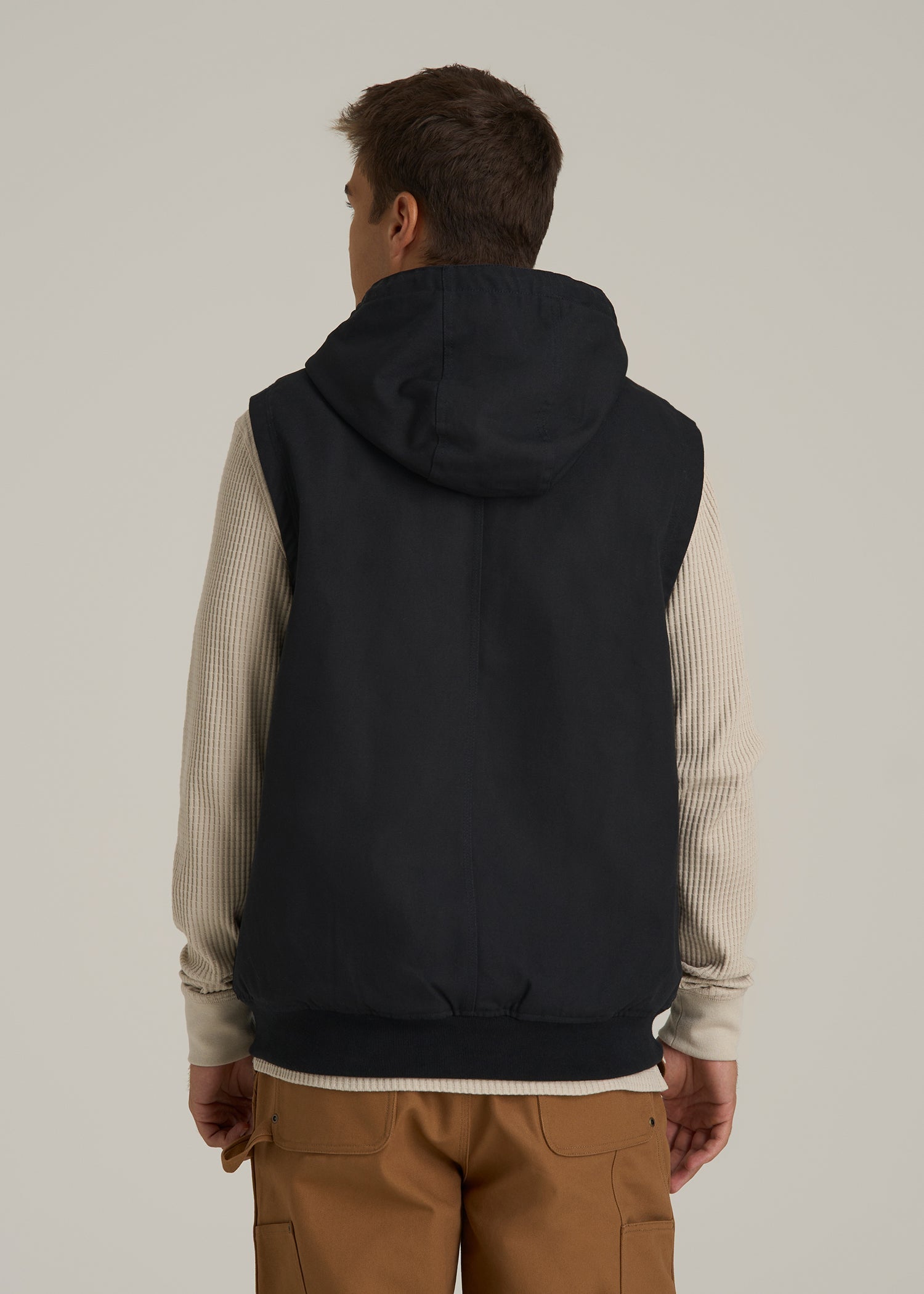 LJ&S Flannel-Lined Canvas Work Vest for Tall Men in Black