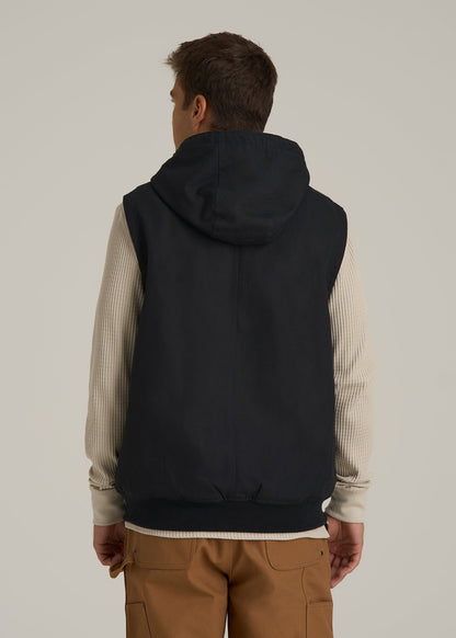 LJ&S Flannel-Lined Canvas Work Vest for Tall Men in Black
