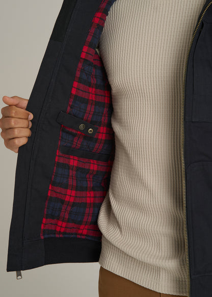 LJ&S Flannel-Lined Canvas Work Vest for Tall Men in Black