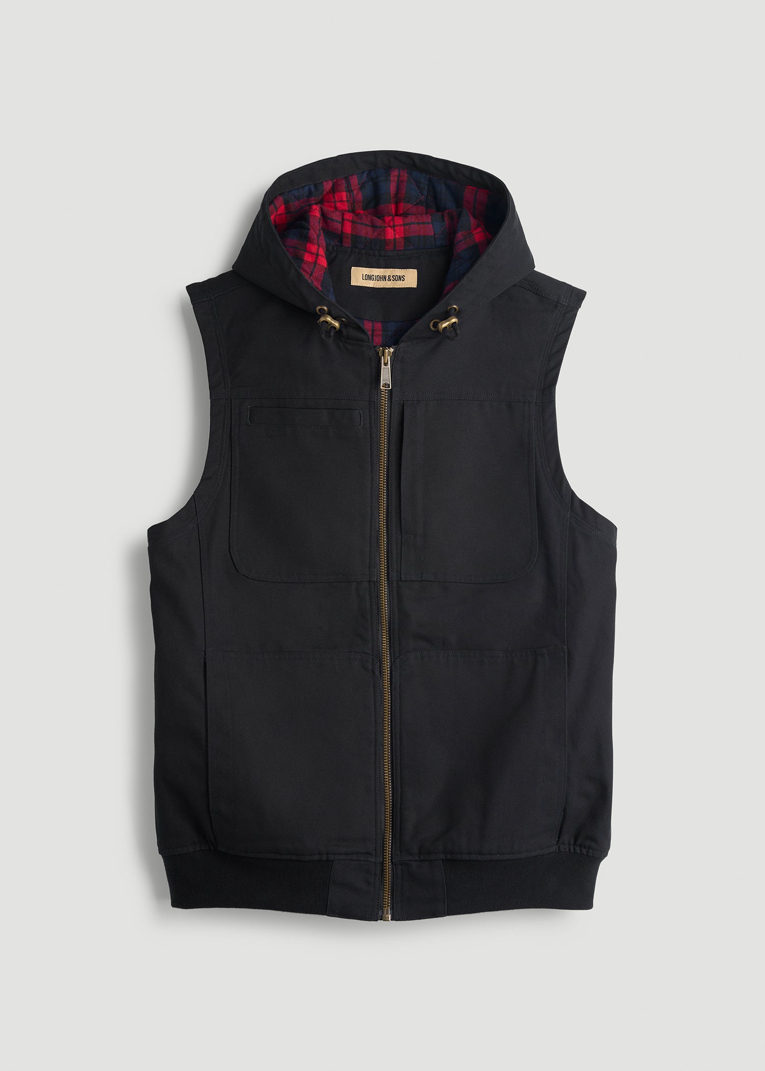 American Tall's LJ&S Flannel-Lined Canvas Work Vest for Tall Men
