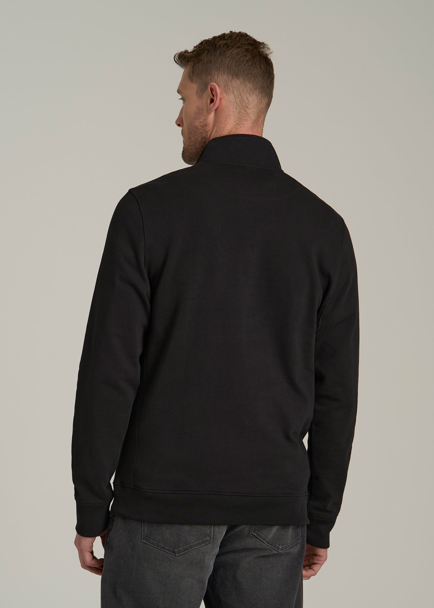 LJ&S Heavyweight Quarter-Zip Pullover for Tall Men in Vintage Black