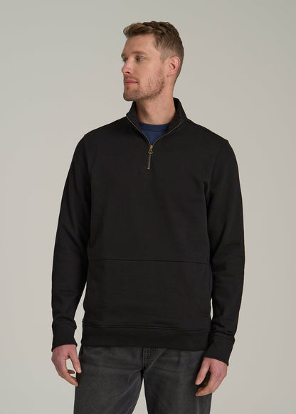 LJ&S Heavyweight Quarter-Zip Pullover for Tall Men in Vintage Black
