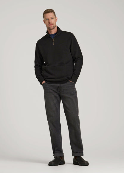 LJ&S Heavyweight Quarter-Zip Pullover for Tall Men in Vintage Black