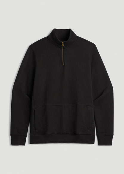 LJ&S Heavyweight Quarter-Zip Pullover for Tall Men in Vintage Black