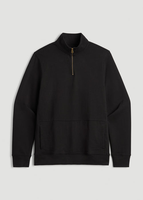 LJ&S Heavyweight Quarter-Zip Pullover for Tall Men in Vintage Black
