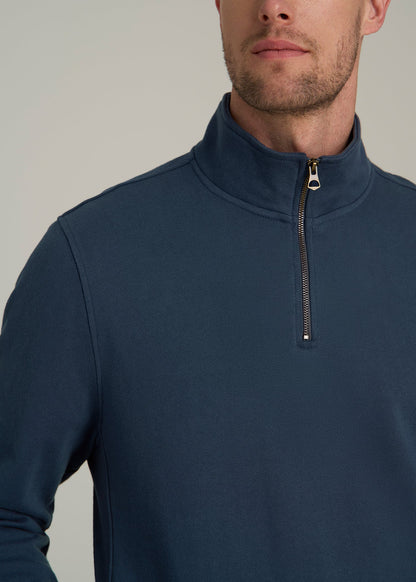LJ&S Heavyweight Quarter-Zip Pullover for Tall Men in Vintage Midnight Navy