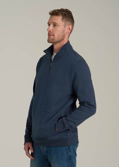 LJ&S Heavyweight Quarter-Zip Pullover for Tall Men in Vintage Midnight Navy
