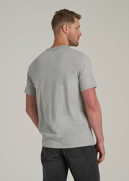 LJ&S REGULAR-FIT Jersey Henley Tee for Tall Men in Heathered Grey
