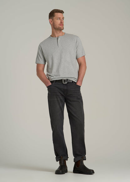 LJ&S REGULAR-FIT Jersey Henley Tee for Tall Men in Heathered Grey