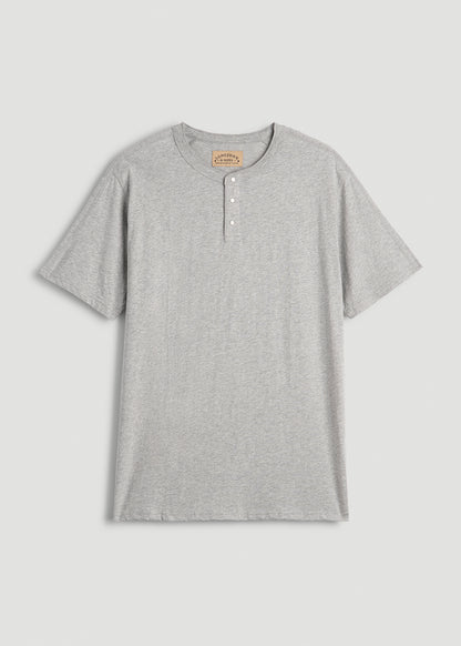 LJ&S REGULAR-FIT Jersey Henley Tee for Tall Men in Heathered Grey