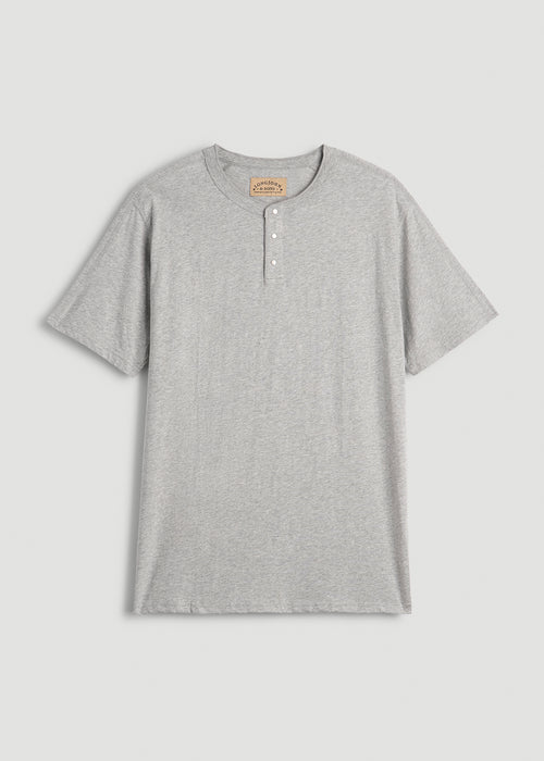 LJ&S REGULAR-FIT Jersey Henley Tee for Tall Men in Heathered Grey