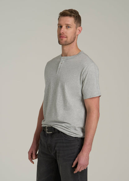 LJ&S REGULAR-FIT Jersey Henley Tee for Tall Men in Heathered Grey