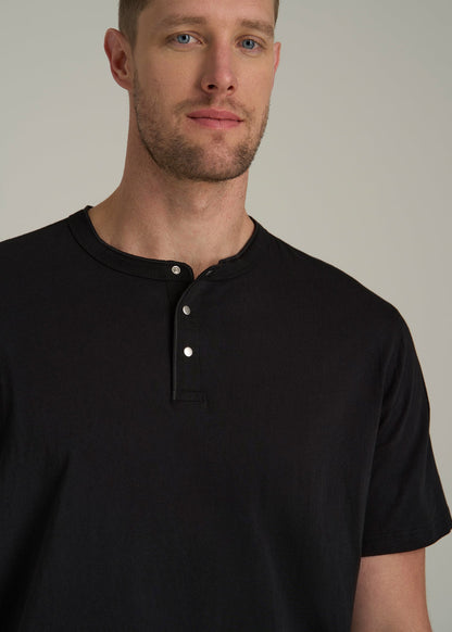 LJ&S REGULAR-FIT Jersey Henley Tee for Tall Men in Vintage Black