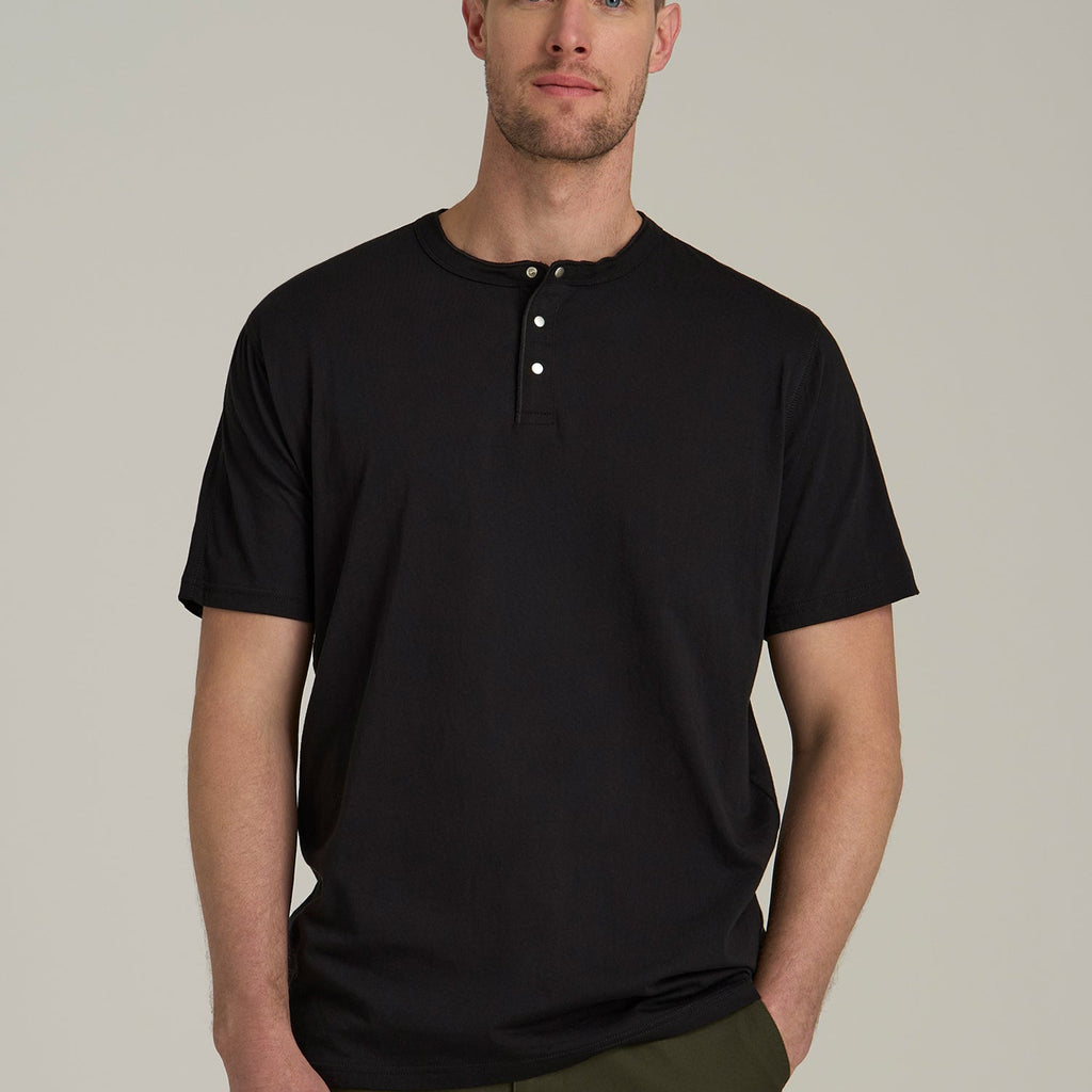 Men's Tall T Shirts: Jersey Henley Black Tee American Tall