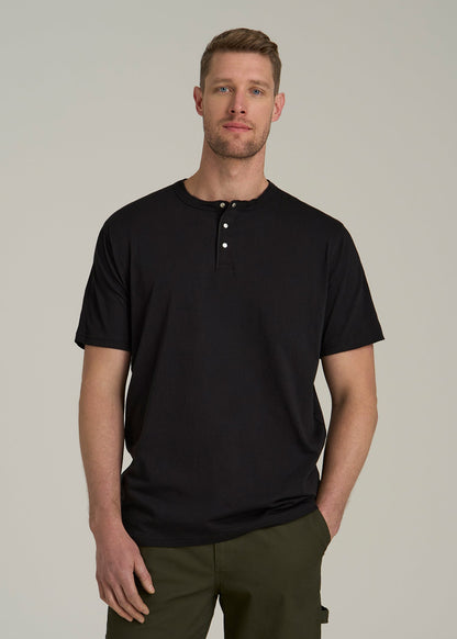 LJ&S REGULAR-FIT Jersey Henley Tee for Tall Men in Vintage Black