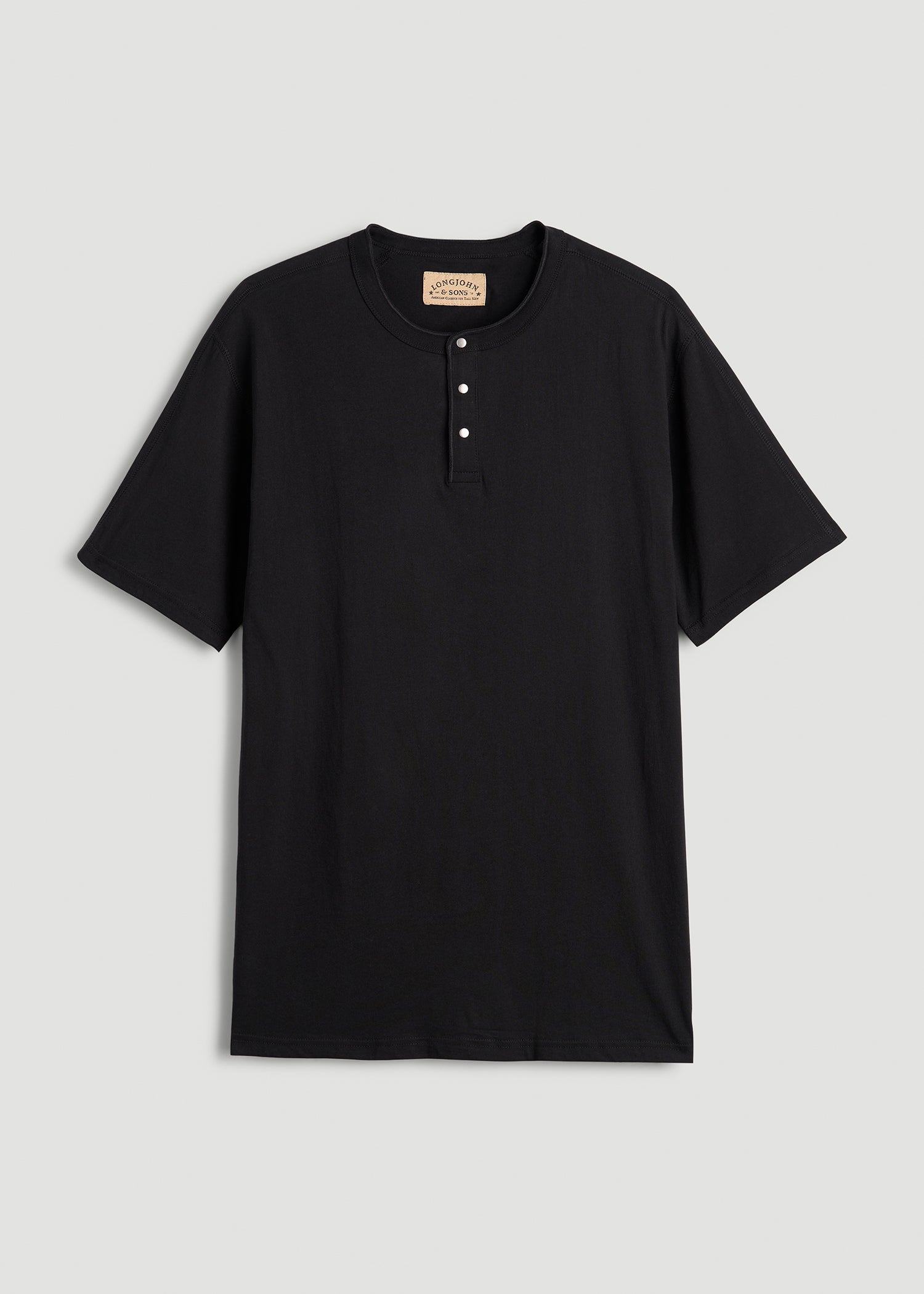 LJ&S REGULAR-FIT Jersey Henley Tee for Tall Men in Vintage Black
