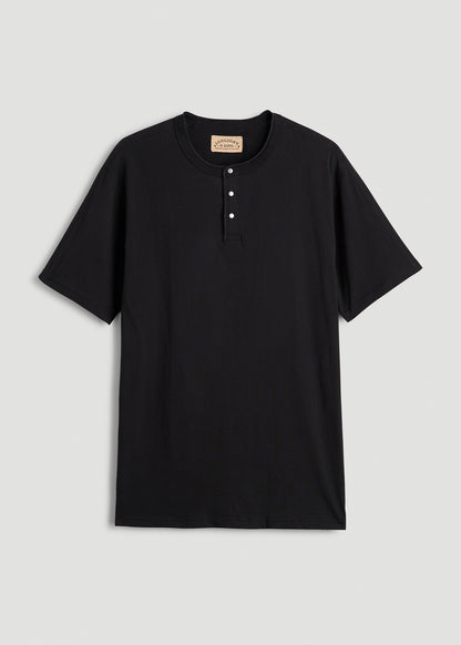 LJ&S REGULAR-FIT Jersey Henley Tee for Tall Men in Vintage Black