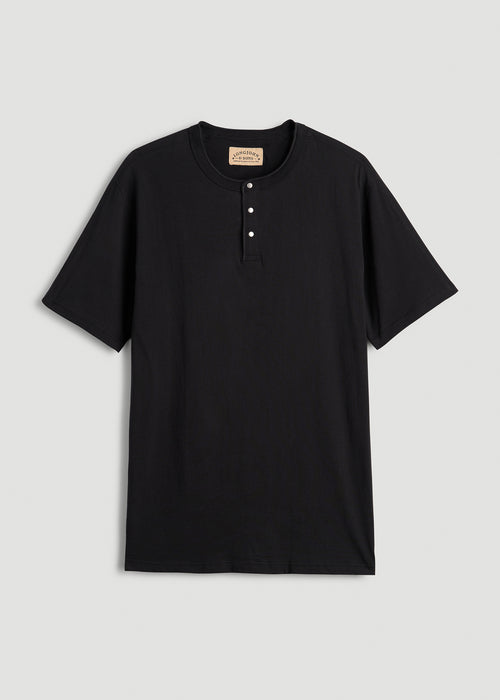 LJ&S REGULAR-FIT Jersey Henley Tee for Tall Men in Vintage Black