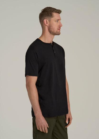 LJ&S REGULAR-FIT Jersey Henley Tee for Tall Men in Vintage Black