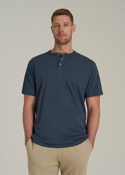 LJ&S REGULAR-FIT Jersey Henley Tee for Tall Men in Vintage Midnight Navy
