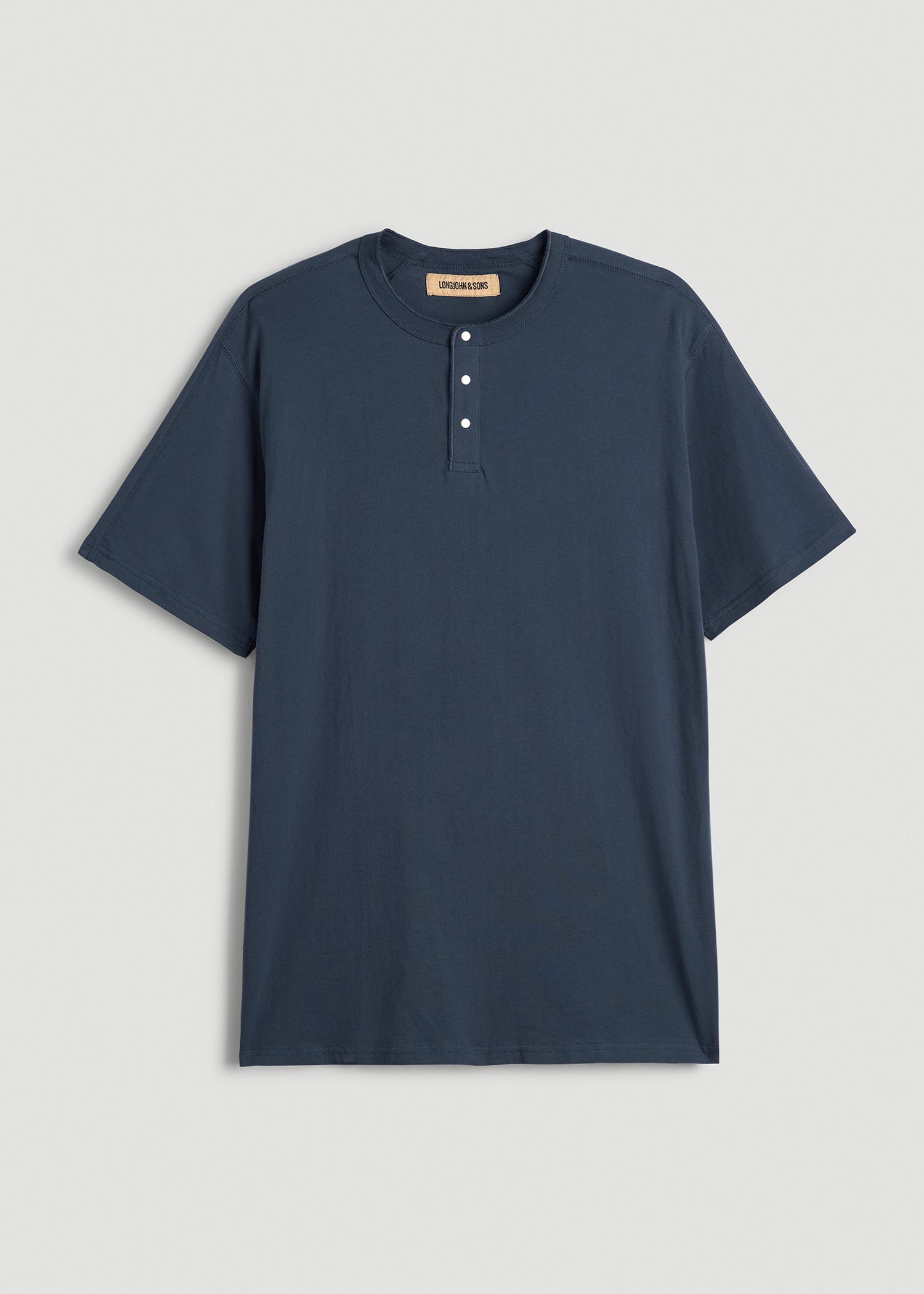 LJ&S REGULAR-FIT Jersey Henley Tee for Tall Men in Vintage Midnight Navy