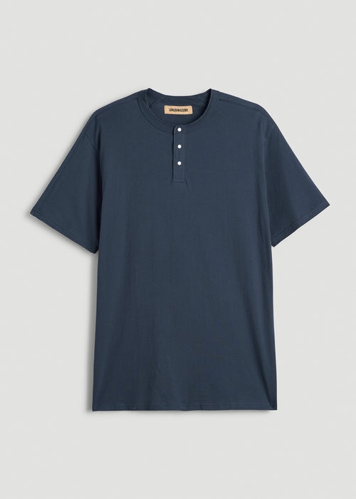 LJ&S REGULAR-FIT Jersey Henley Tee for Tall Men in Vintage Midnight Navy