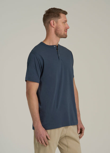 LJ&S REGULAR-FIT Jersey Henley Tee for Tall Men in Vintage Midnight Navy