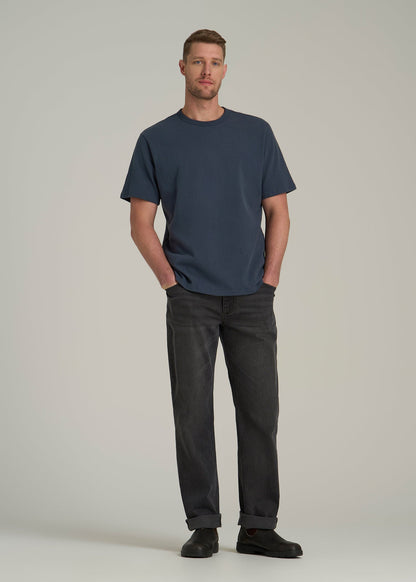 LJ&S Heavyweight Relaxed Fit Tee for Tall Men in Vintage Midnight Navy