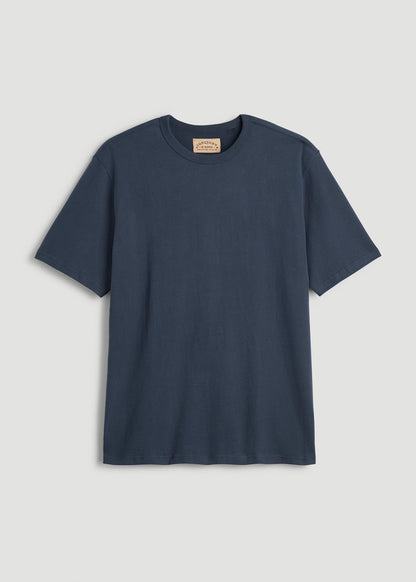 LJ&S Heavyweight Relaxed Fit Tee for Tall Men in Vintage Midnight Navy