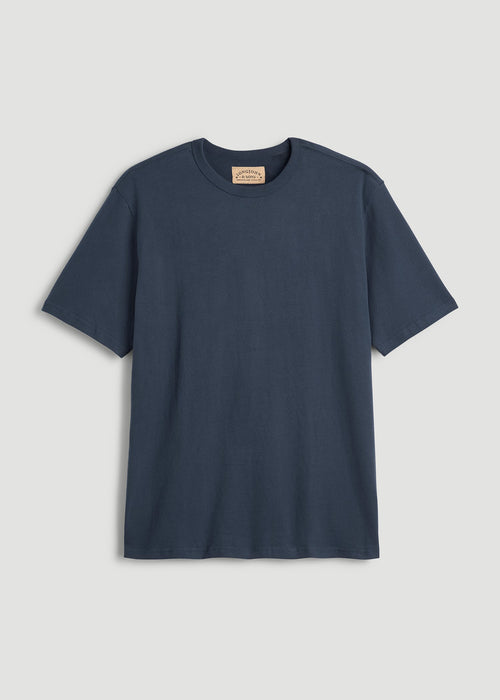LJ&S Heavyweight Relaxed Fit Tee for Tall Men in Vintage Midnight Navy