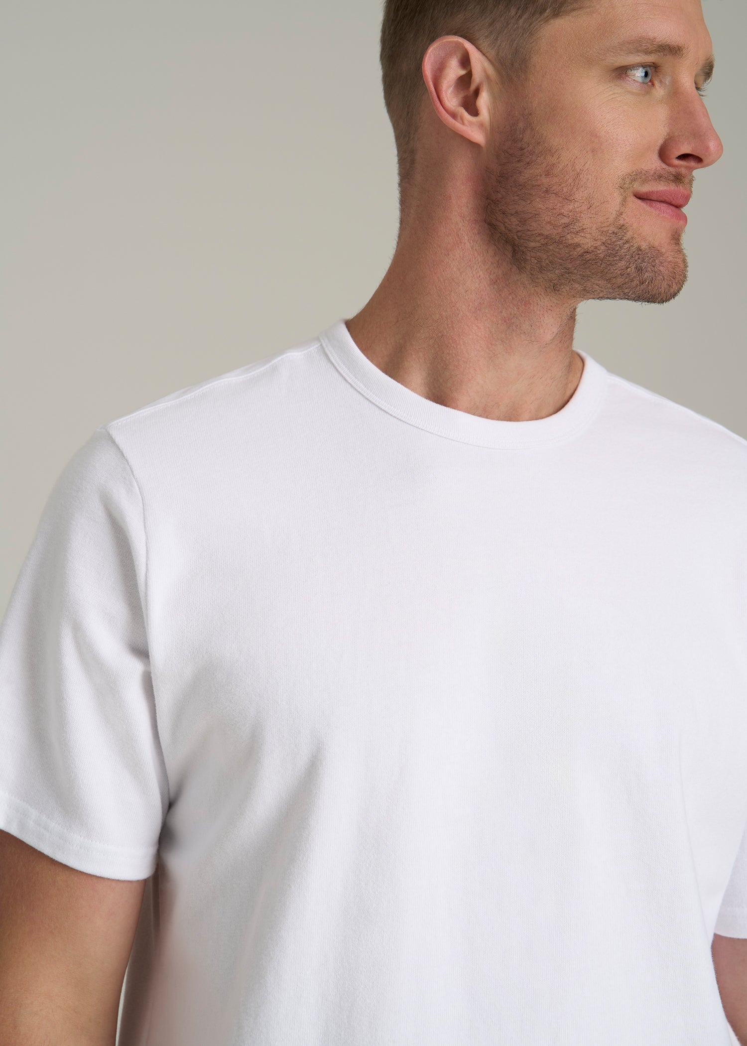 LJ&S Heavyweight Relaxed Fit Tee for Tall Men in White