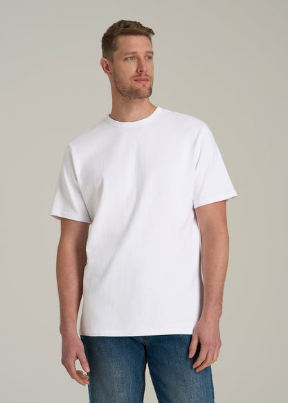 LJ&S Heavyweight Relaxed Fit Tee for Tall Men in White